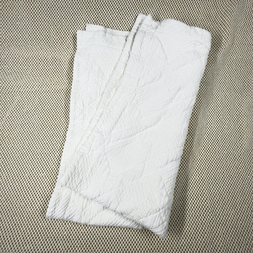 Pottery Barn White Quilted King Pillow Sham 100% Cotton 20x36 Made in Portugal